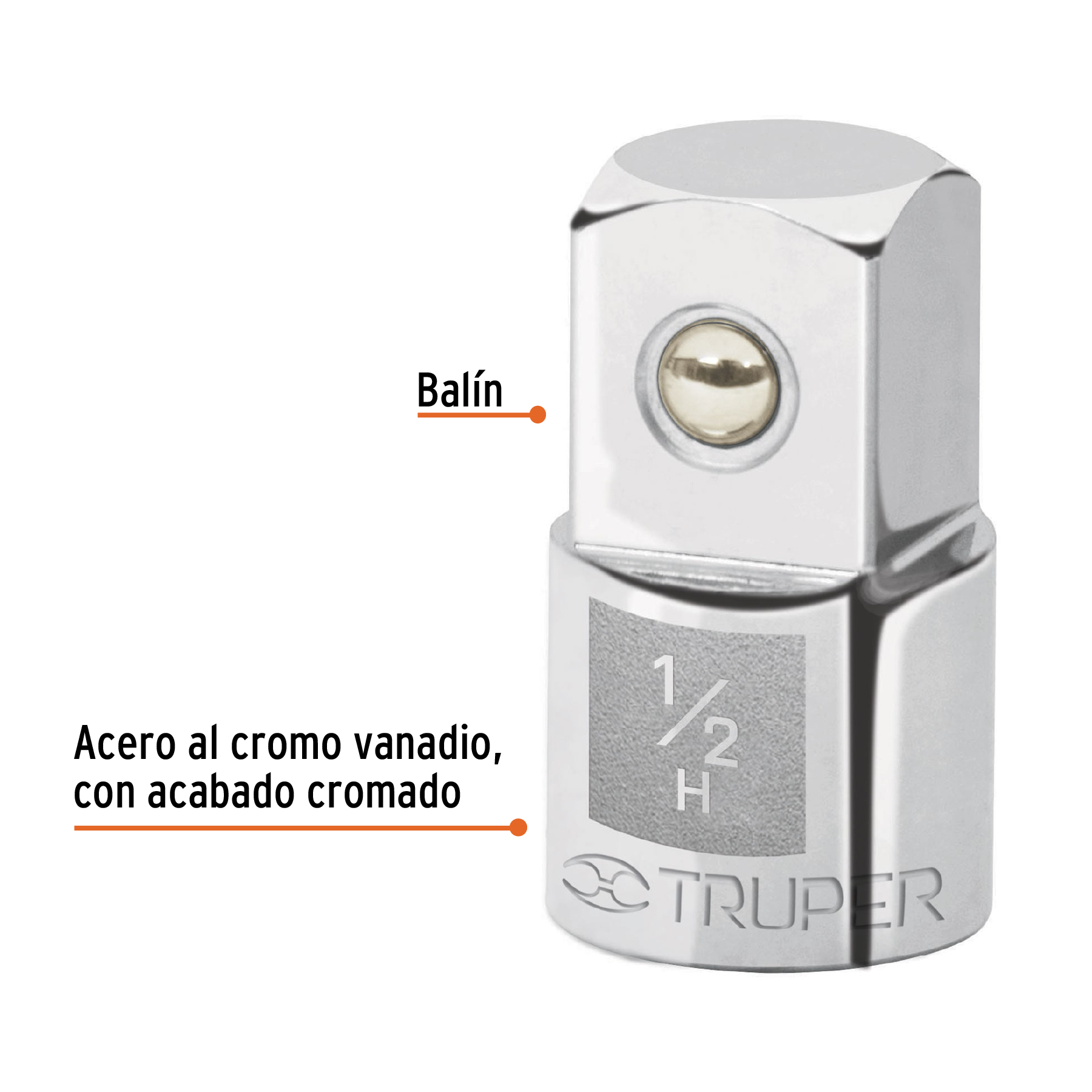 Adaptador para matraca de cuadro 1/2' a cuadro 3/4', TRUPER - Imagen 3