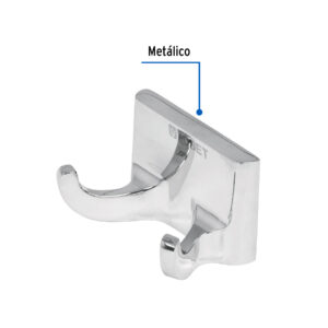 Gancho doble para toallas, metálico, cromo, BASIC - Imagen 3