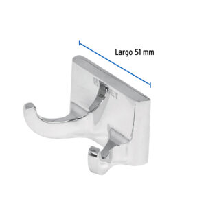 Gancho doble para toallas, metálico, cromo, BASIC - Imagen 4