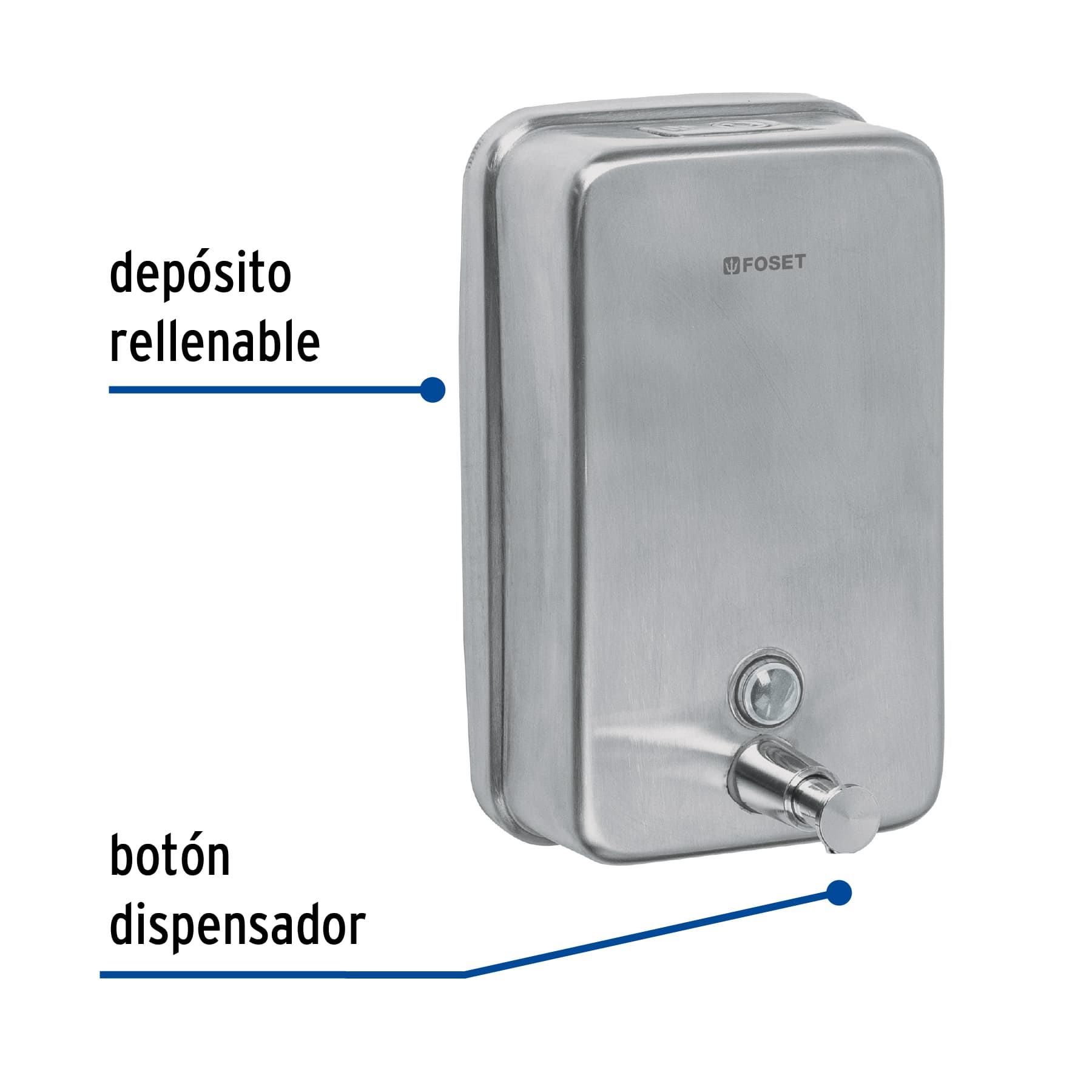 Dosificador de acero inox. para jabón líquido, FOSET - Imagen 3