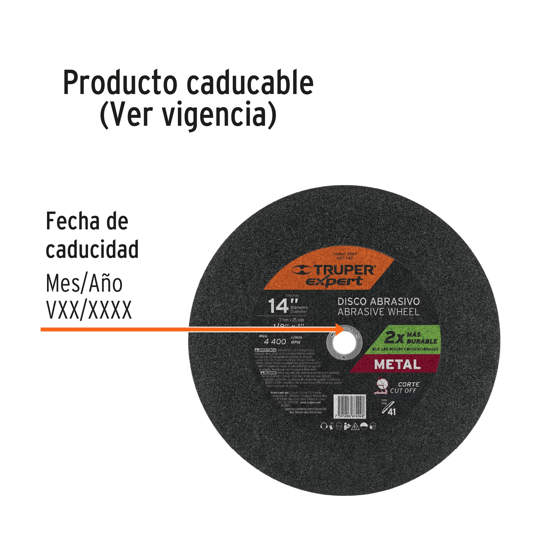 Disco Tipo 41 de 14' x 3.4 mm para corte de metal, EXPERT - Imagen 4