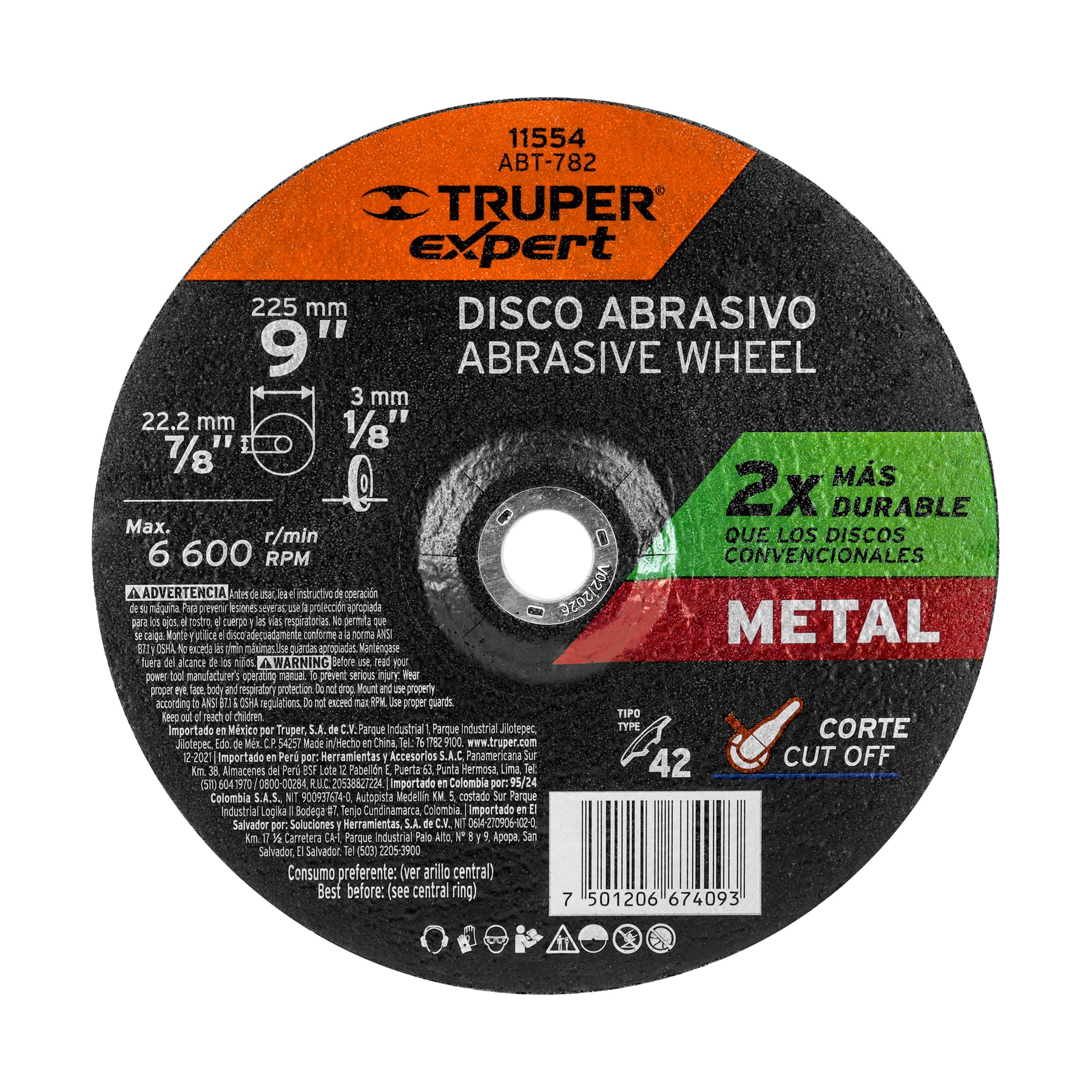 Disco Tipo 42 de 9' x 3.2 mm corte metal, TRUPER EXPERT - Imagen 2