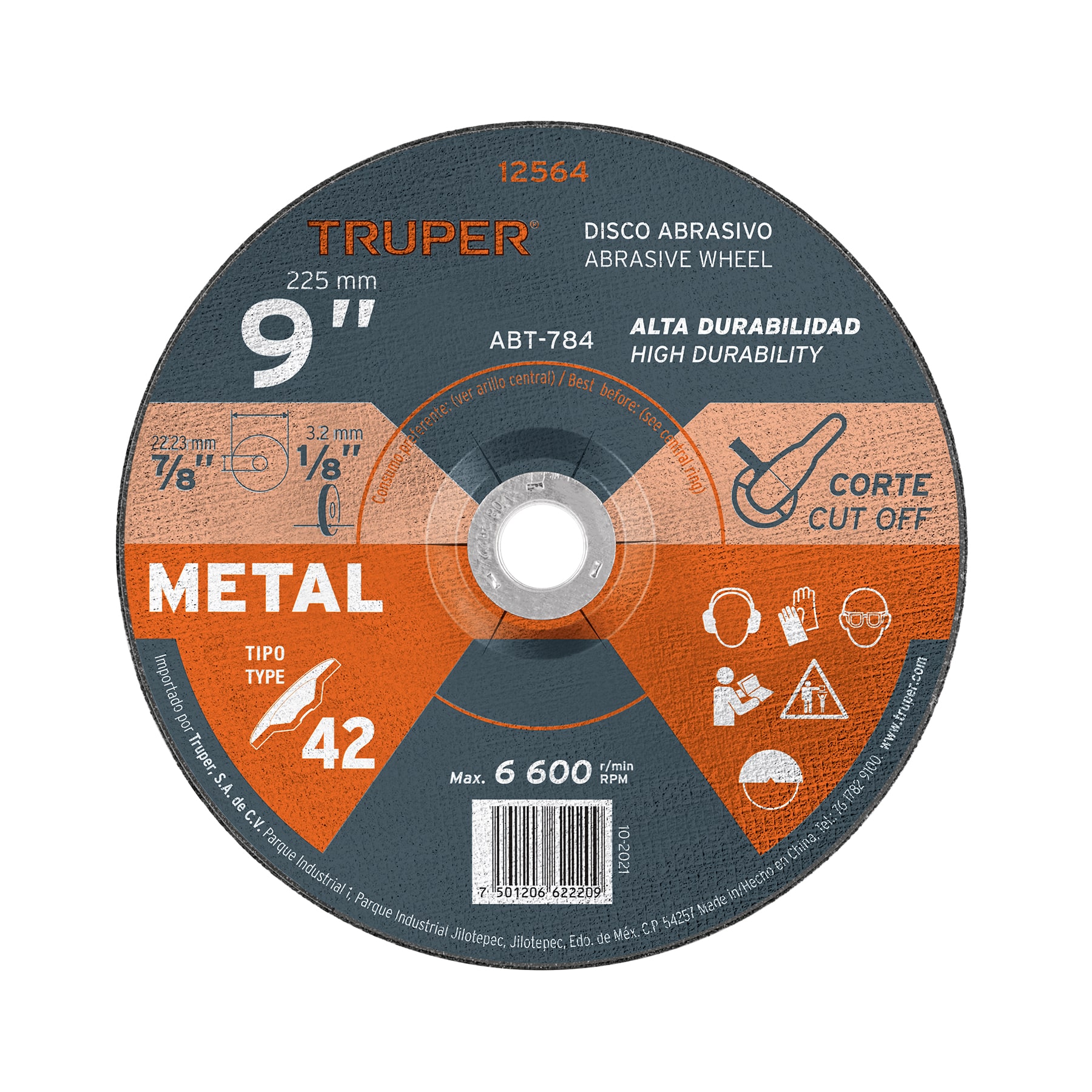 Disco Tipo 42 de 9' x 3.2 mm para corte de metal, TRUPER - Imagen 2