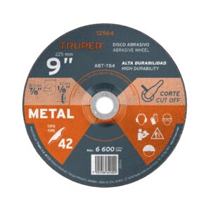 Disco Tipo 42 de 9' x 3.2 mm para corte de metal, TRUPER