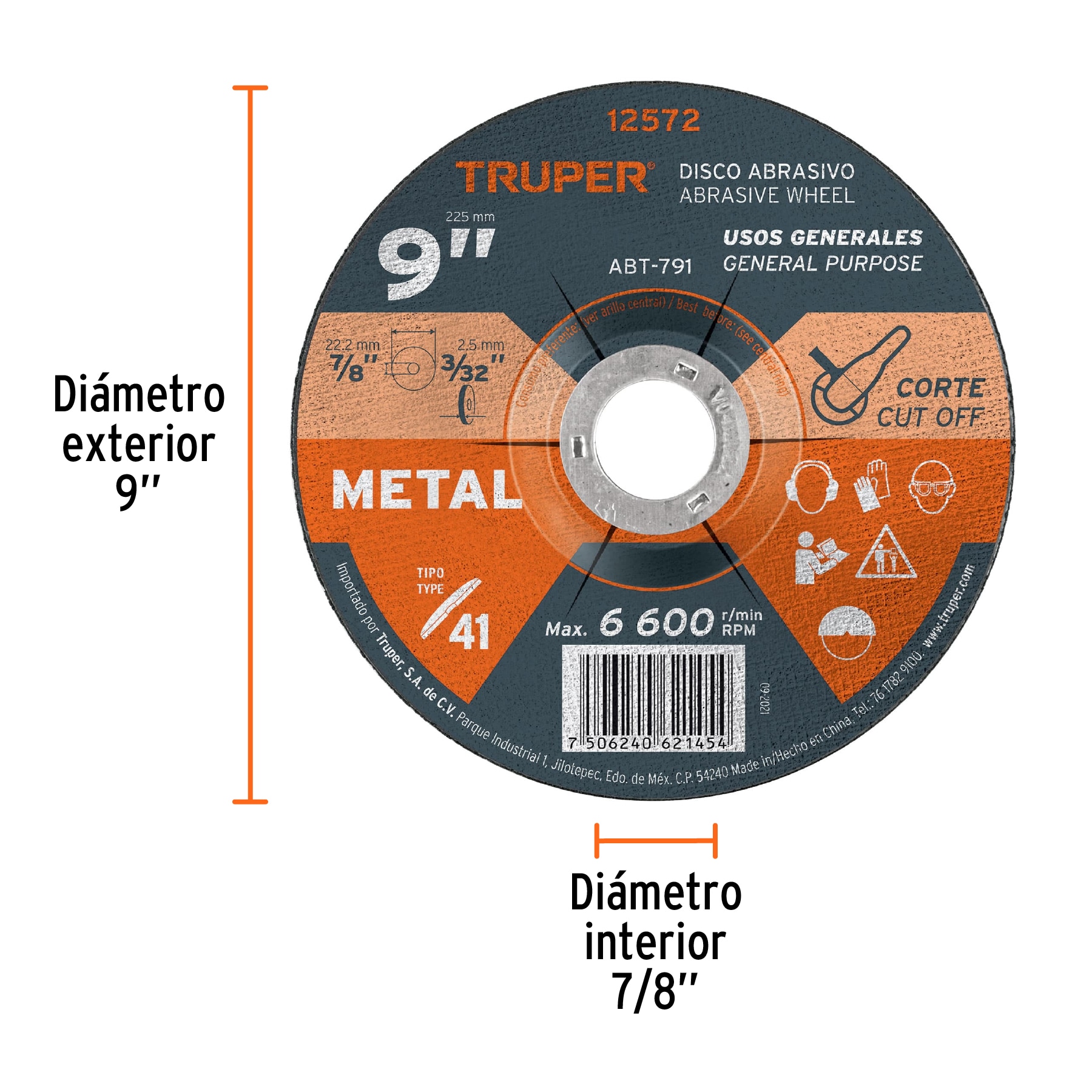 Disco de 9' para corte de metal, tipo 41, TRUPER - Imagen 3