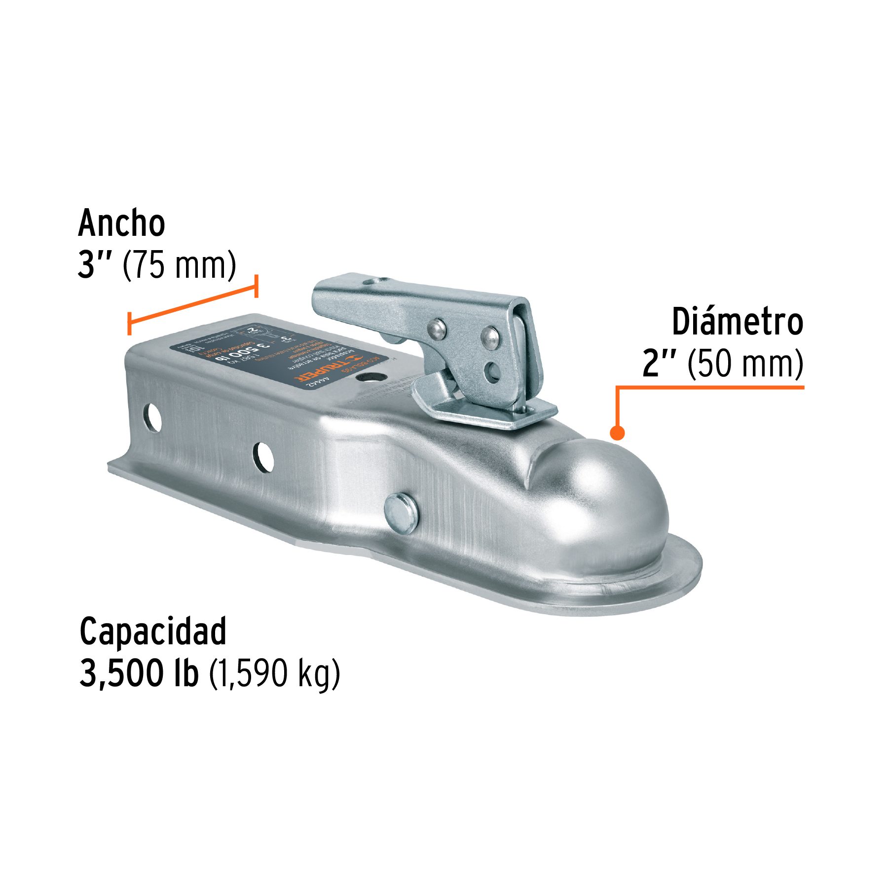 Acoplador para remolque, para bola de 2', TRUPER - Imagen 5