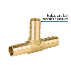 Tee inserción macho latón 1/2' para manguera, FOSET - Imagen 3