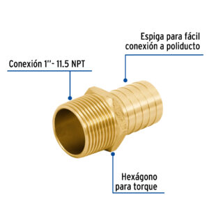 Adaptador macho de latón 1' para manguera, FOSET - Imagen 3