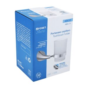 Portavaso cepillero metálico con vaso de vidrio, FOSET AERO - Imagen 5