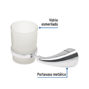 Portavaso cepillero metálico con vaso de vidrio, FOSET AERO - Imagen 3