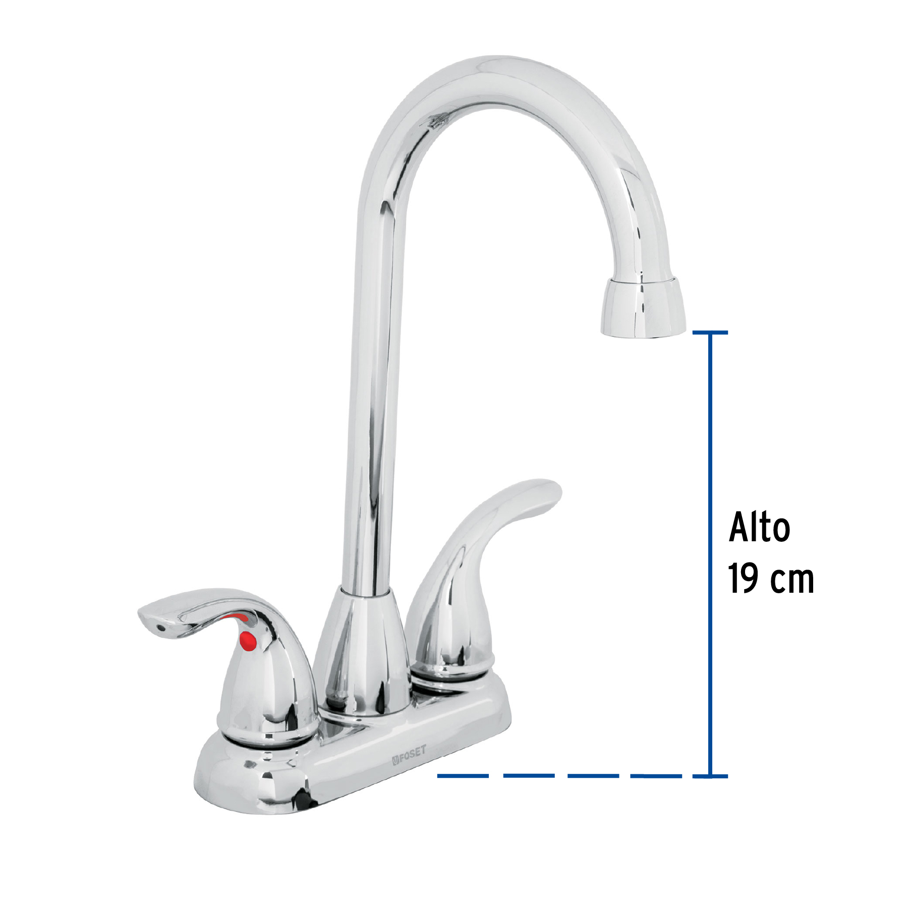 Mezcladora 4' cuello tipo bar para lavabo, FOSET AERO - Imagen 4