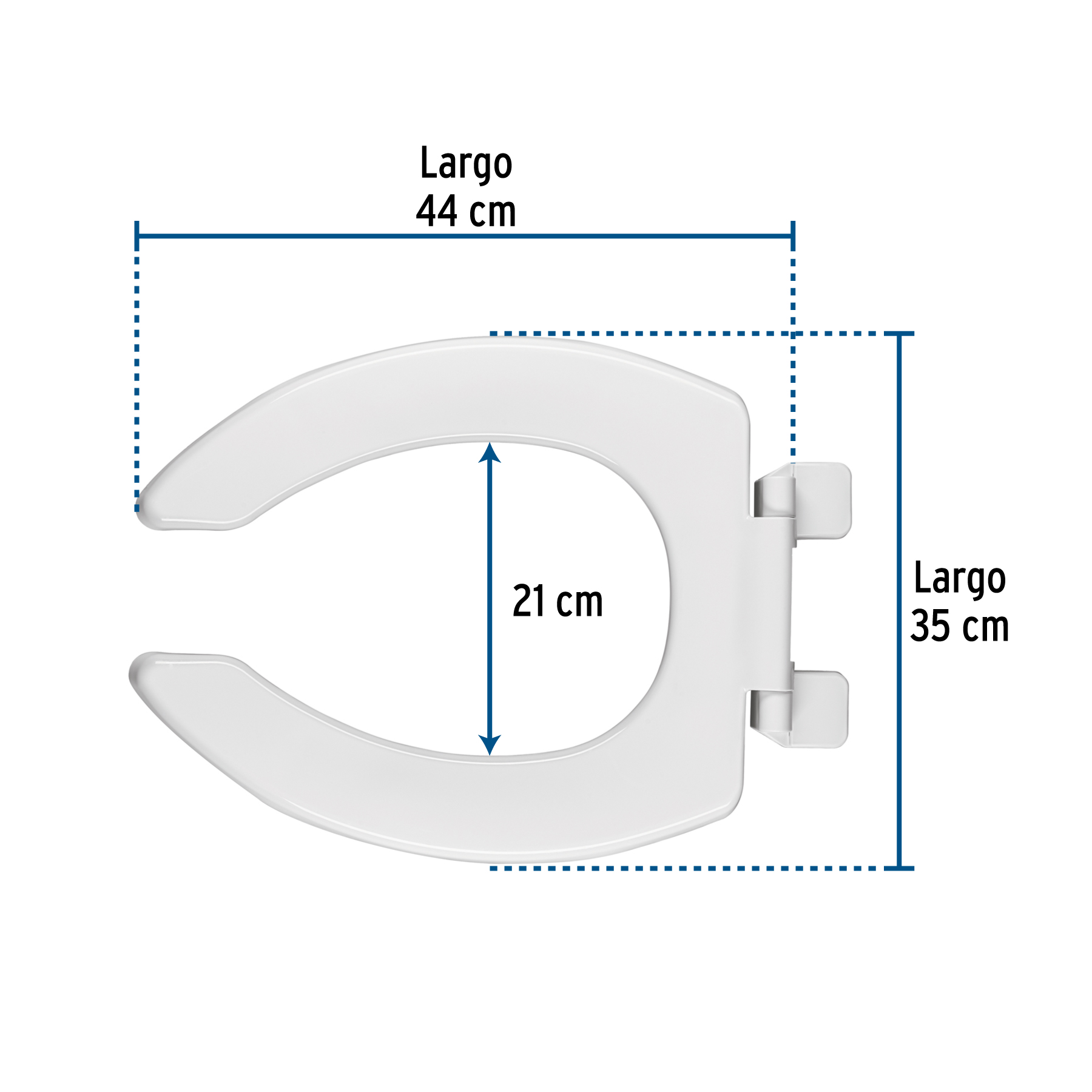 Asiento alargado sin tapa para taza fluxómetro, blanco, AQUA - Imagen 3
