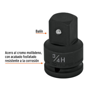 Adaptador de Impacto 3/4' (H) x 1' (M), TRUPER - Imagen 3