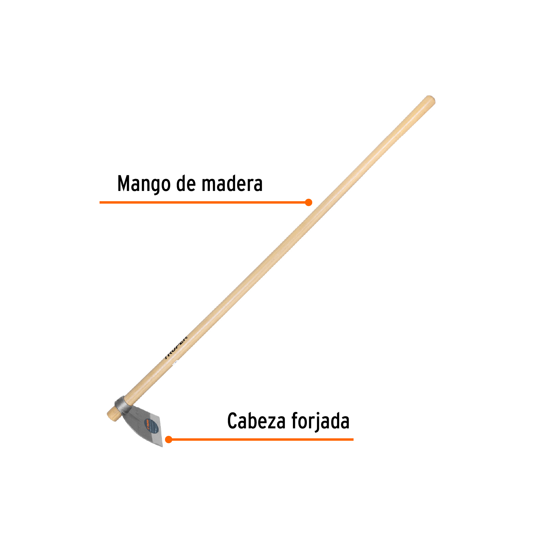 Azadón Lane No. 0 de 1.6 lb, mango madera de 54', TRUPER - Imagen 3