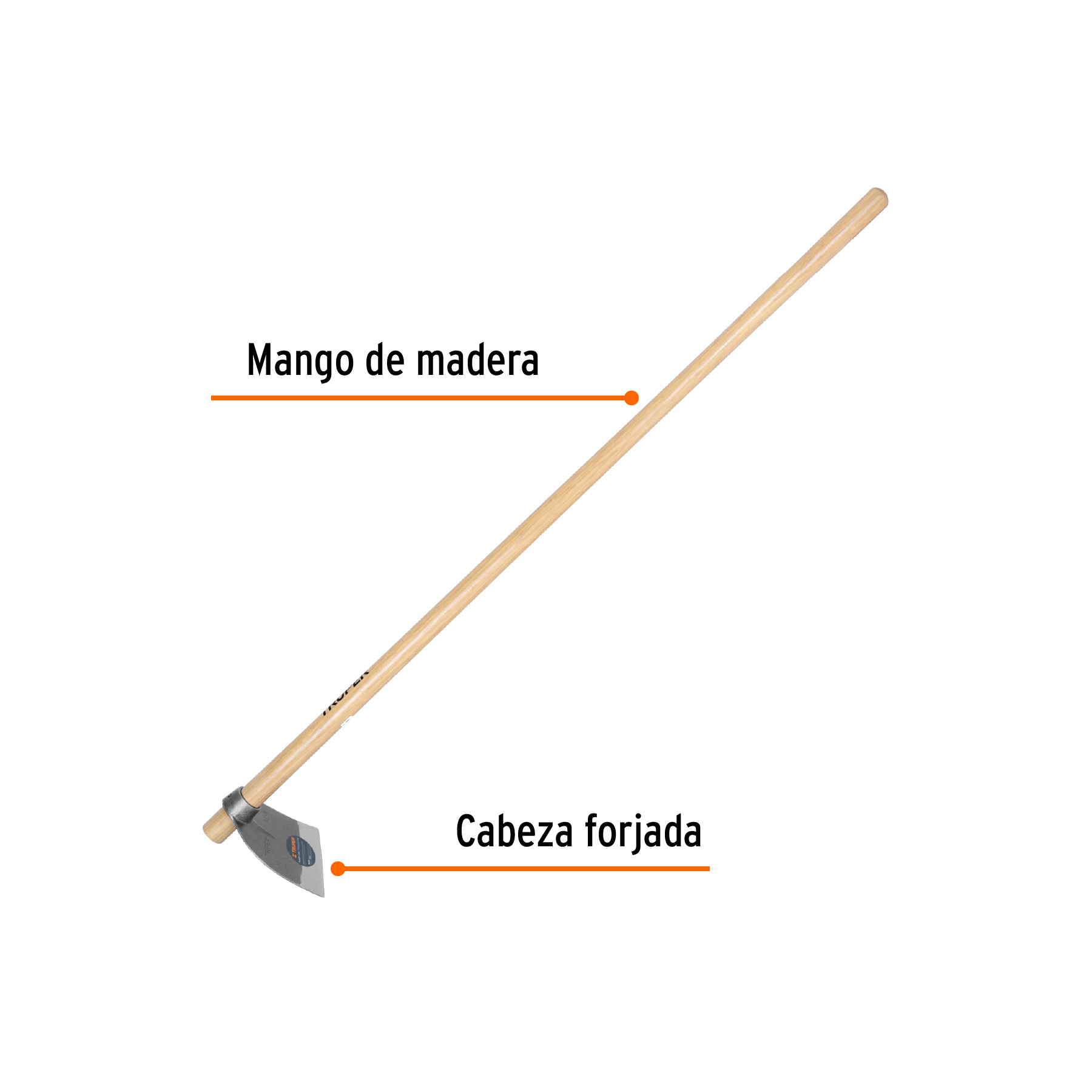 Azadón Lane No. 1 de 1.8 lb, mango madera de 54', TRUPER - Imagen 3