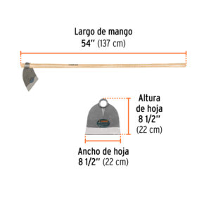 Azadón Lane No. 3 de 2.1 lb, mango madera de 54', TRUPER - Imagen 4