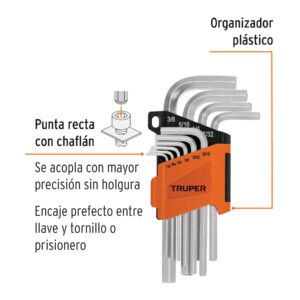 Juego de 10 llaves hexagonales std, con organizador, TRUPER - Imagen 3