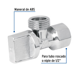 Llave angular 1/2', 1/4 de vuelta, roscable, FOSET - Imagen 3