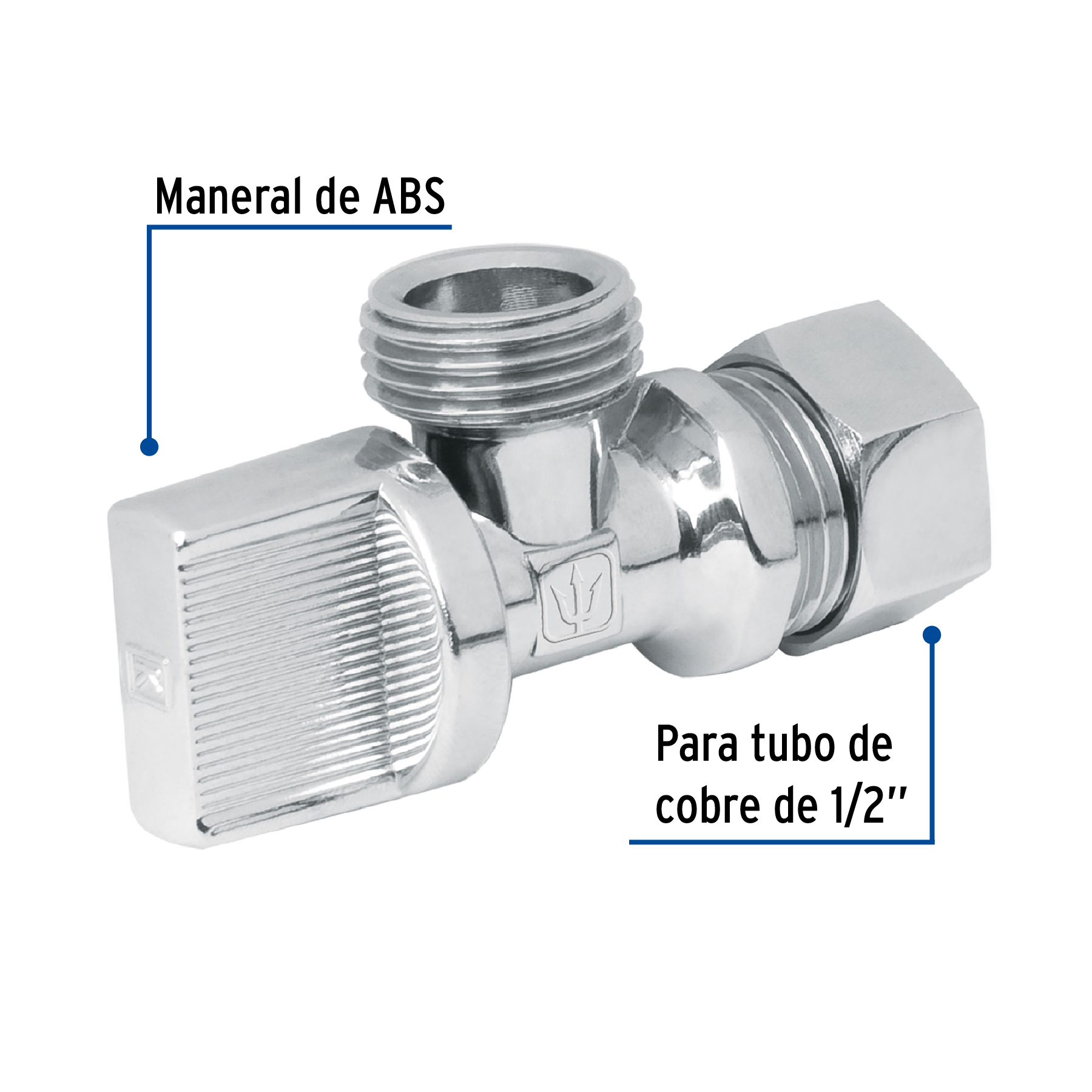 Llave angular 1/2', 1/4 de vuelta, barrilito, FOSET - Imagen 3