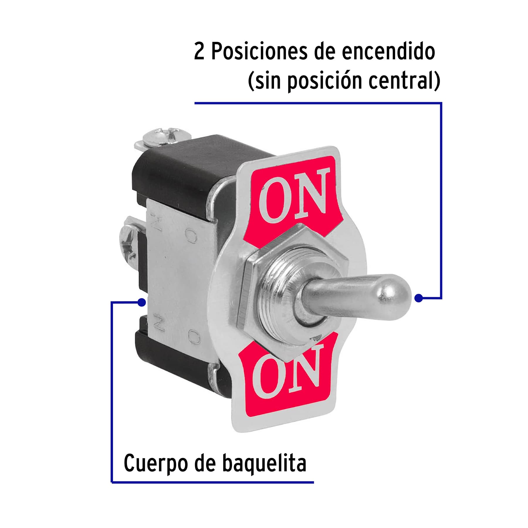 Interruptor de palanca, 1 polo, on-on, VOLTECK - Imagen 3