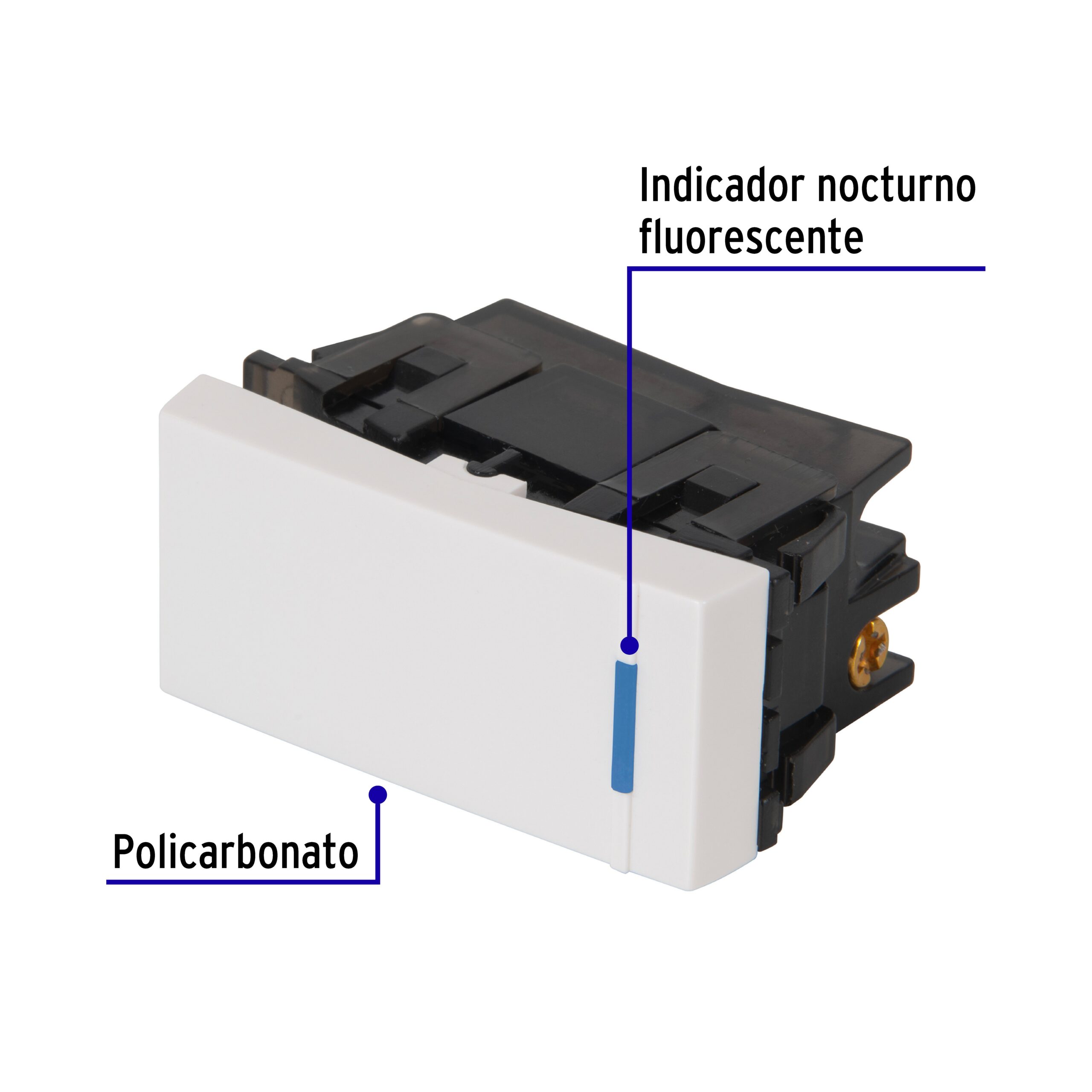 Interruptor sencillo 1 módulo, línea Española, color blanco - Imagen 3
