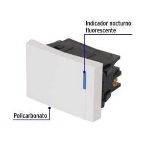 Interruptor sencillo 1.5 módulos,línea Española,color blanco - Imagen 3