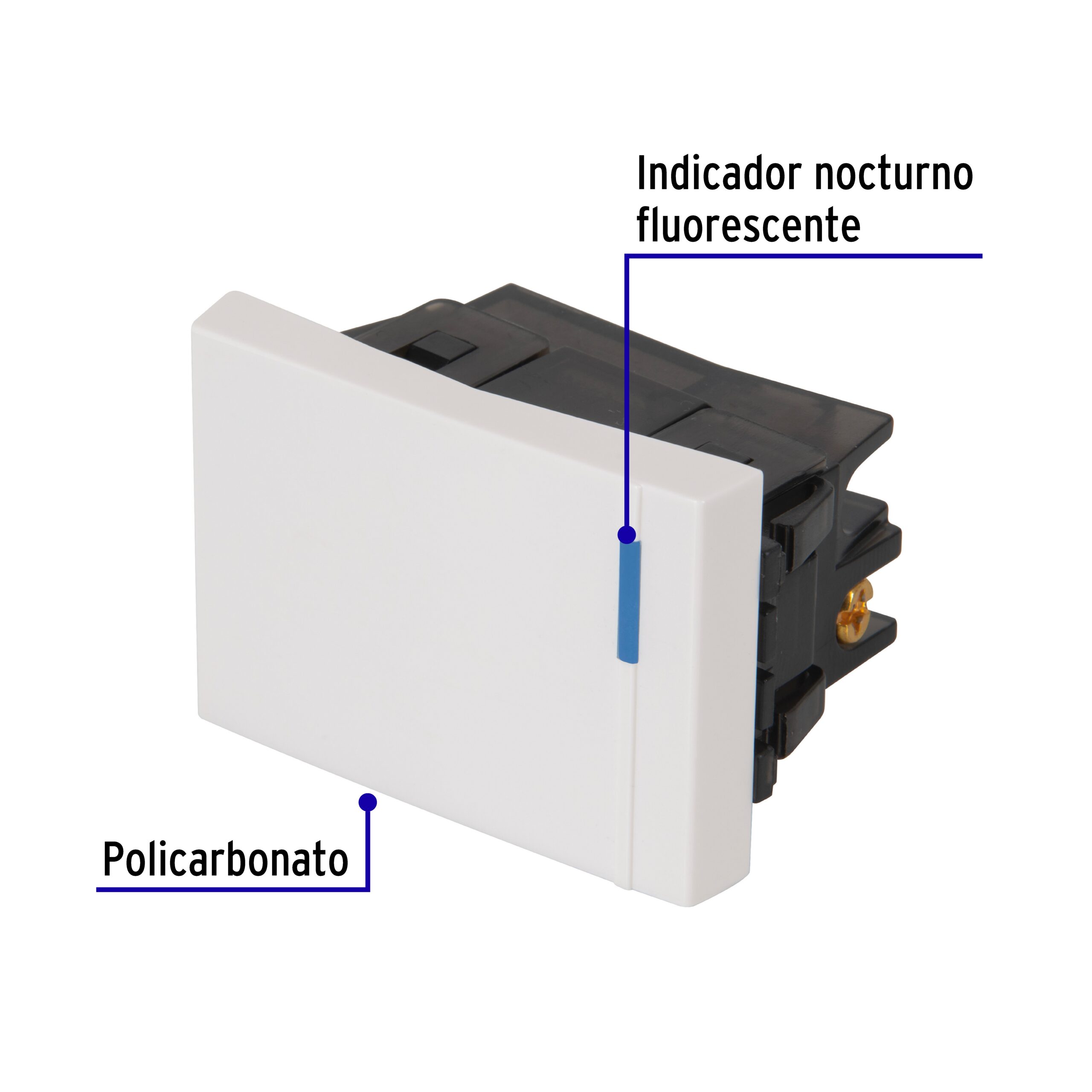 Interruptor sencillo 1.5 módulos,línea Española,color blanco - Imagen 3