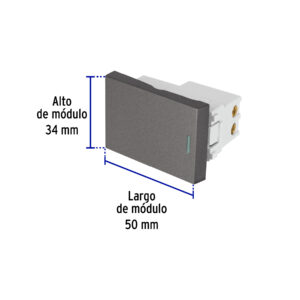 Interruptor sencillo acero inox de 1.5 módulos, línea Lisboa - Imagen 4