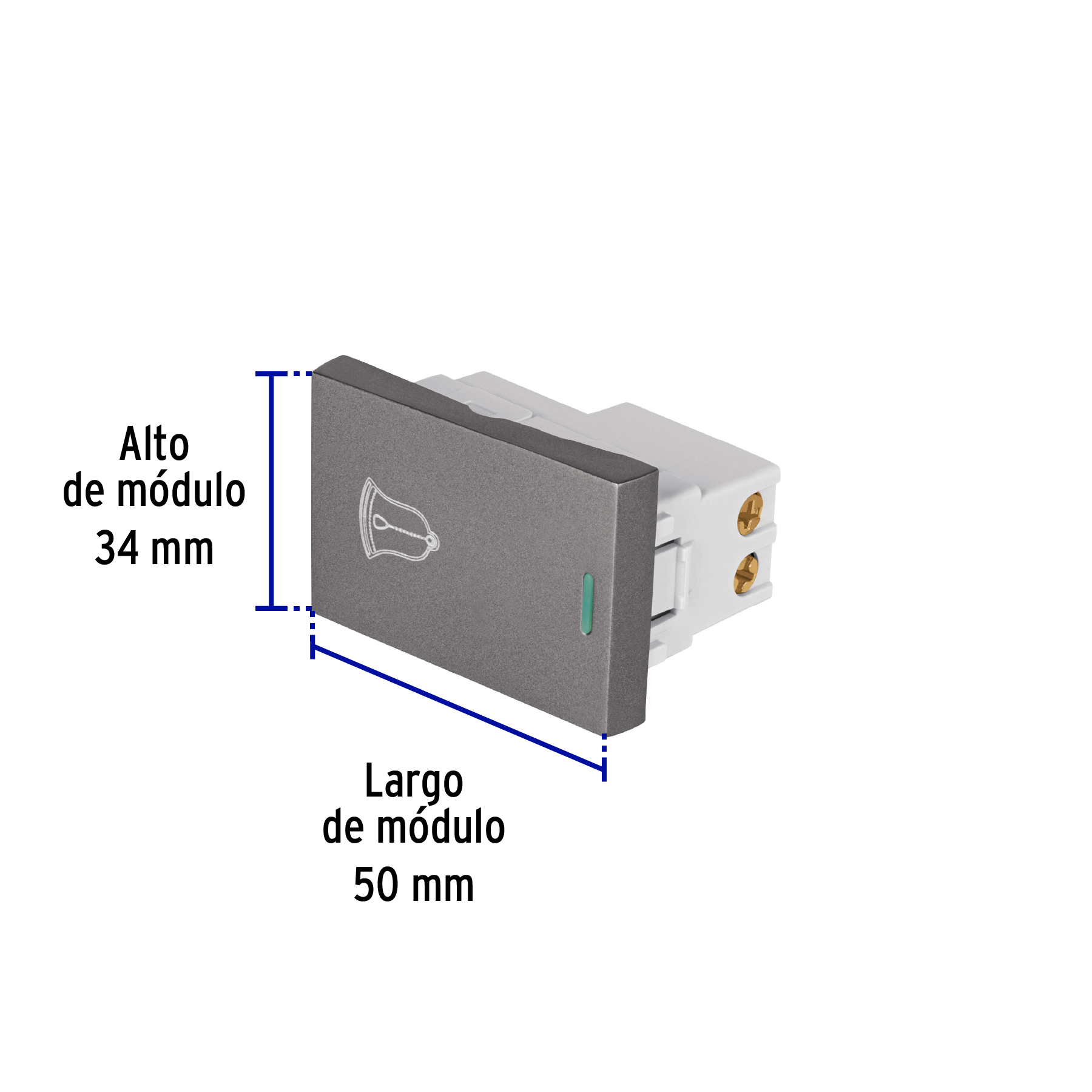 Interruptor timbre acero inox de 1.5 módulos, línea Lisboa - Imagen 4