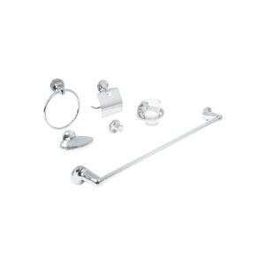Juego de 6 accesorios para baño redondos, cromo, FOSET AQUA - Imagen 2