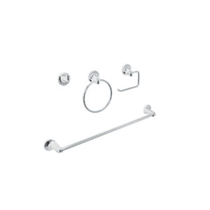 Juego de 4 accesorios para baño, cromo, FOSET AQUA