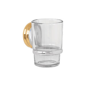Alternative view of Portavaso cepillero con vaso de vidrio, cromo-oro,FOSET AQUA