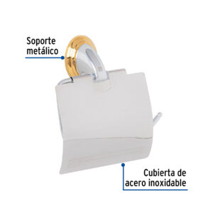 Portarrollo con cubierta, cromo-oro, FOSET AQUA - Imagen 3