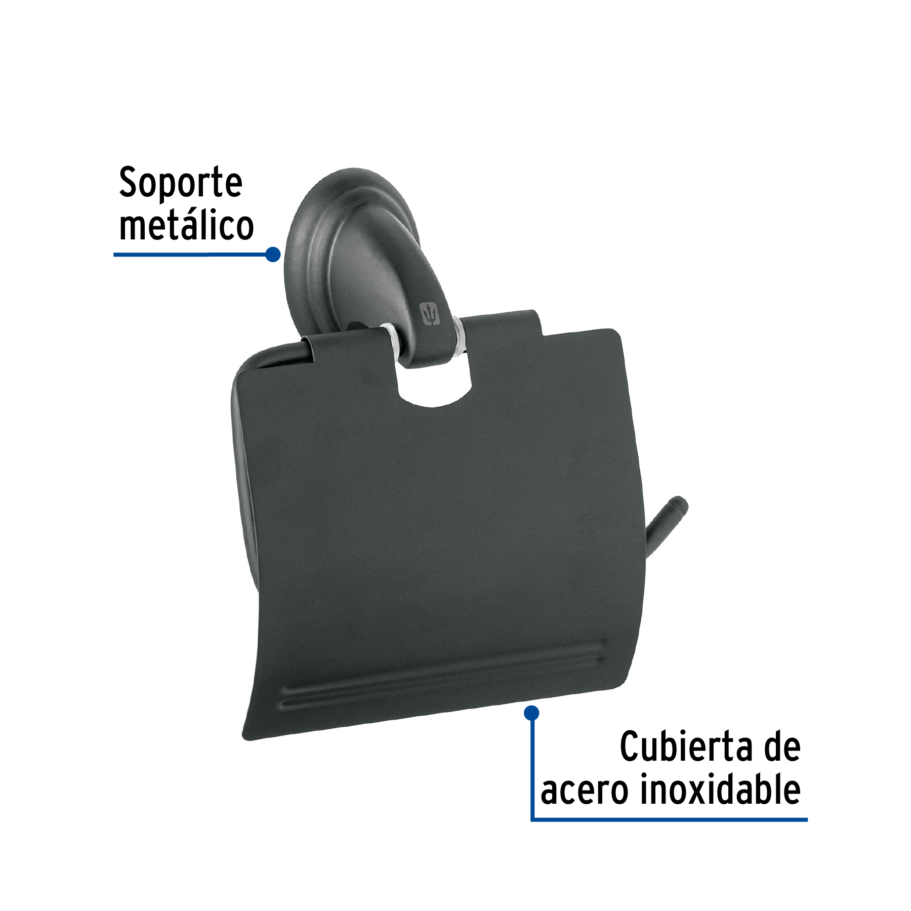 Portarrollo con cubierta, negro, FOSET AQUA - Imagen 3