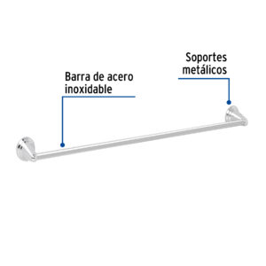 Toallero de barra largo, cromo, FOSET AQUA - Imagen 3