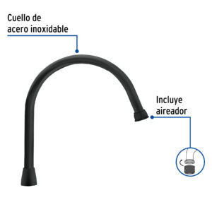 Cuello largo para mezcladora de fregadero, negro mate, AQUA - Imagen 3
