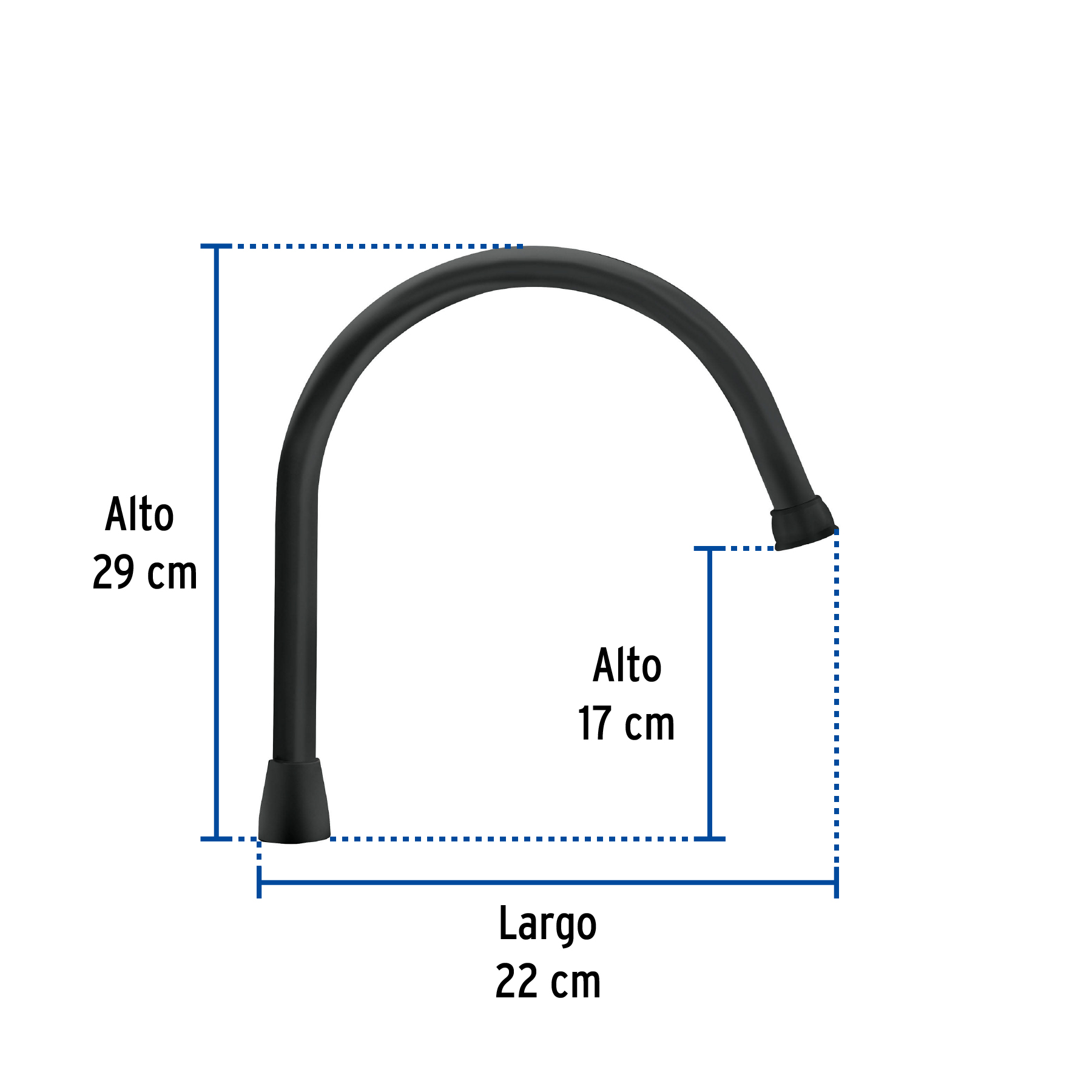 Cuello largo para mezcladora de fregadero, negro mate, AQUA - Imagen 4