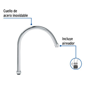 Cuello curvo para mezcladora de fregadero, cromo, AQUA - Imagen 3