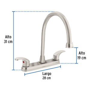 Mezcladora fregadero 8' satín, cuello largo, palanca, AQUA - Imagen 4