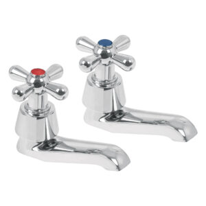 Alternative view of Juego 2 llaves individuales para lavabo, cromo, cruceta,AQUA