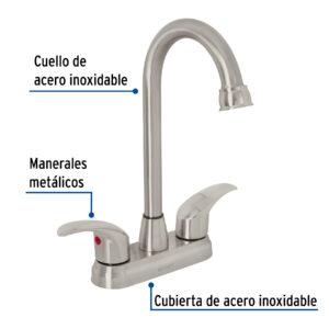 Mezcladora lavabo 4' satín, tipo bar, palanca, AQUA - Imagen 3