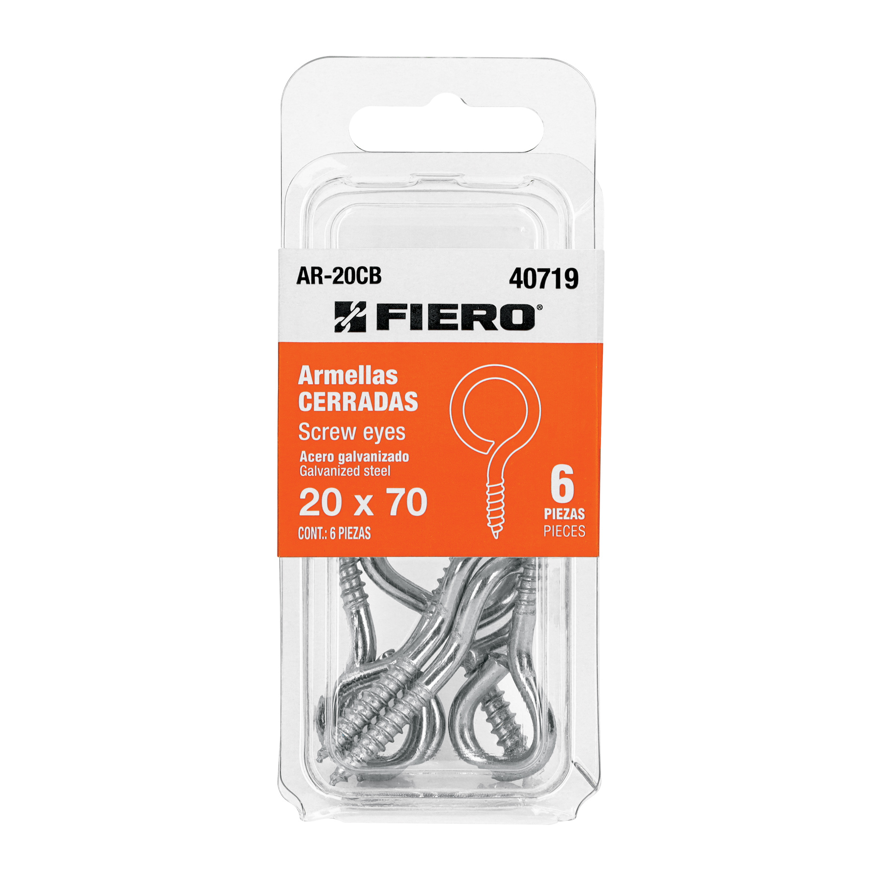 Blíster con 6 armellas cerradas de 20 x 70, FIERO - Imagen 2