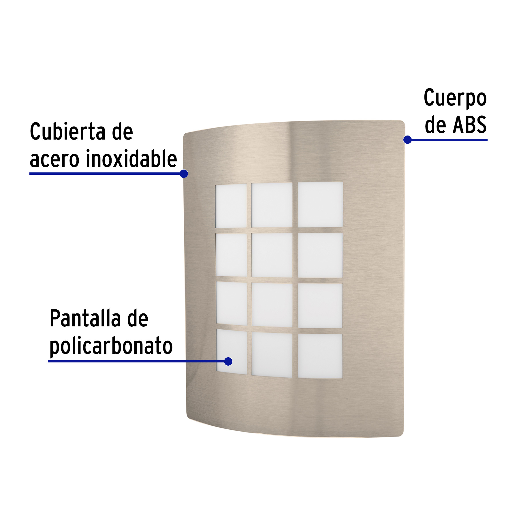 Arbotante decorativo cuerpo acero inox, lámpara no incluida - Imagen 3
