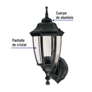 Arbotante tipo farol tradicional soportado p/exterior, negro - Imagen 3