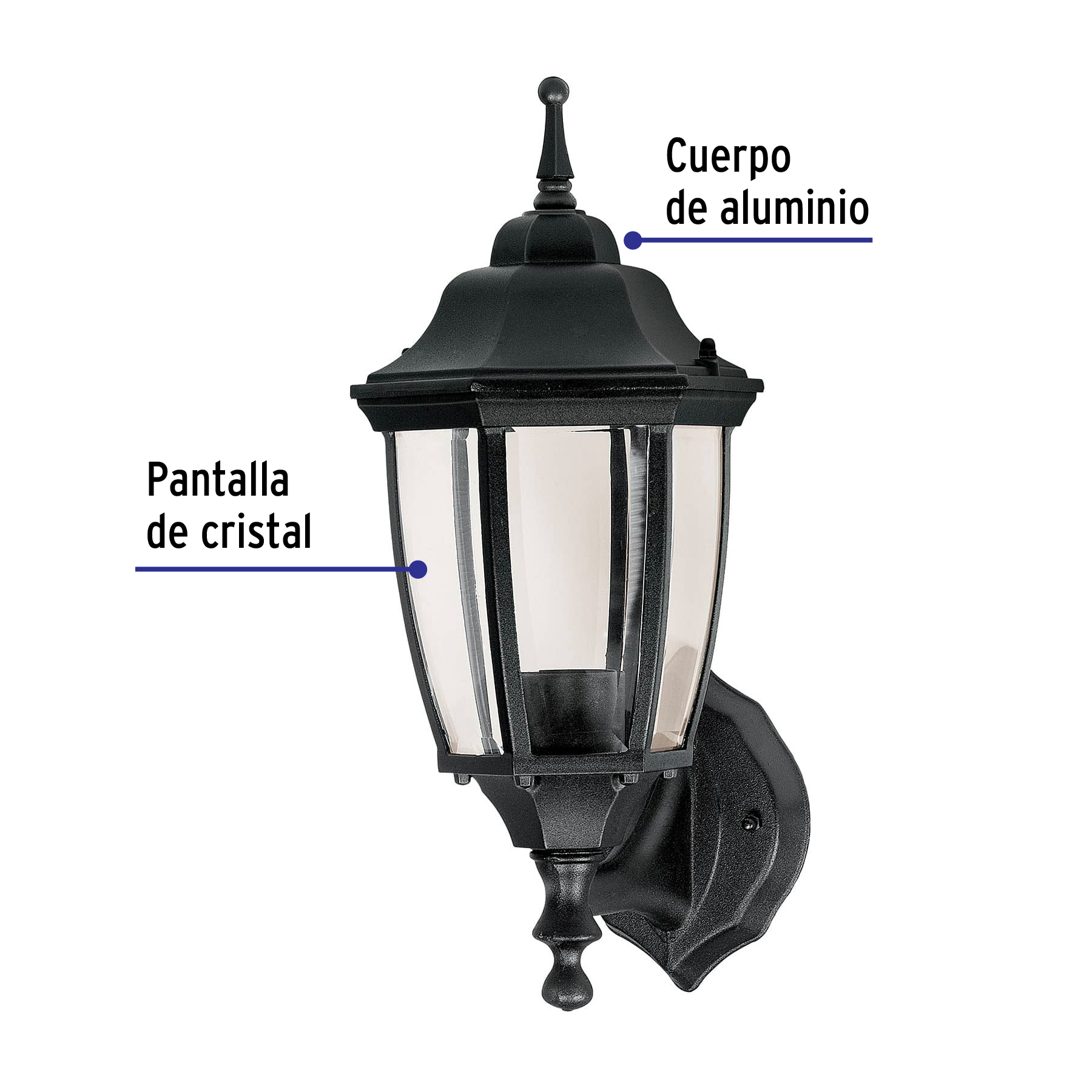 Arbotante tipo farol tradicional soportado p/exterior, negro - Imagen 3