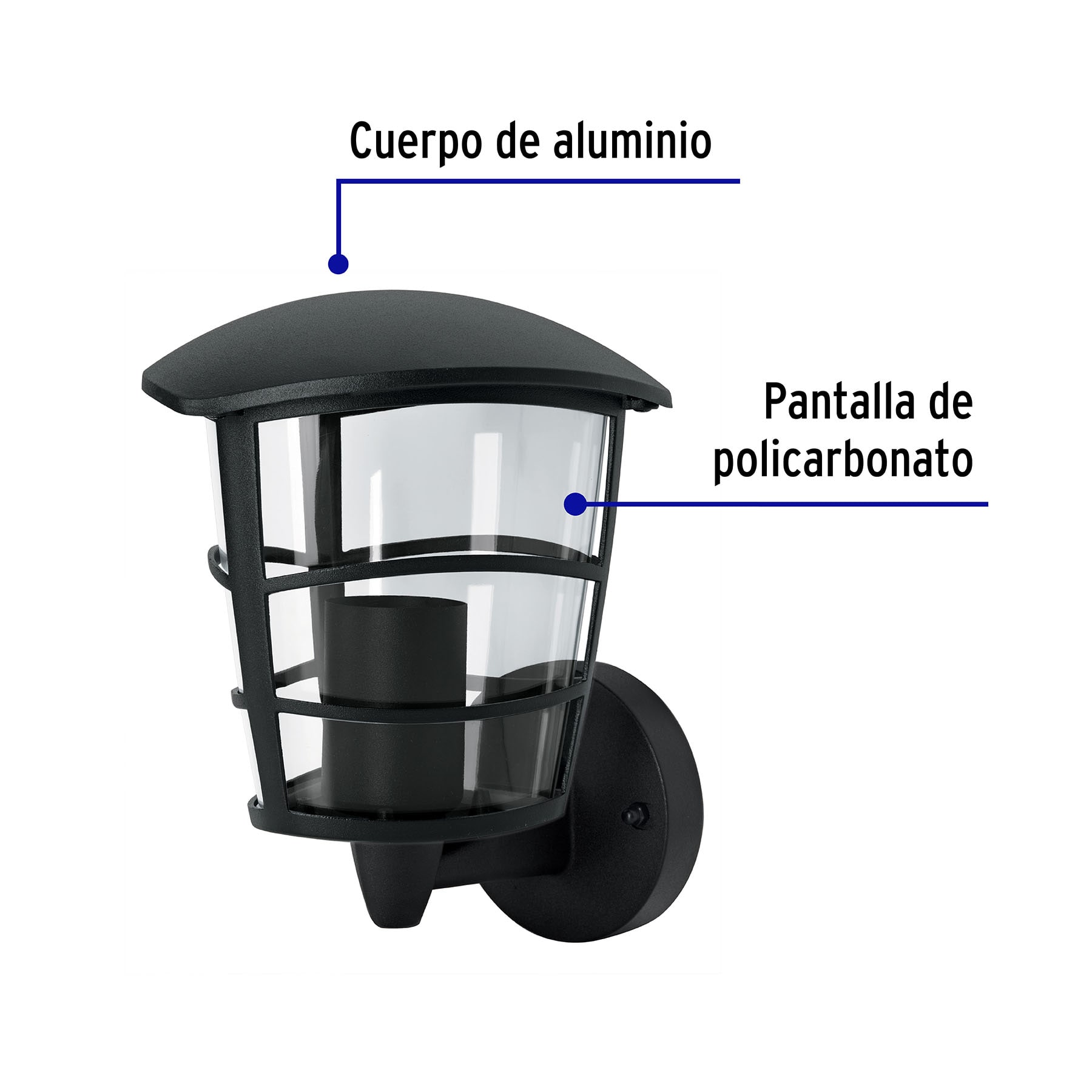 Arbotante tipo farol moderno soportado p/exteriores, negro - Imagen 3