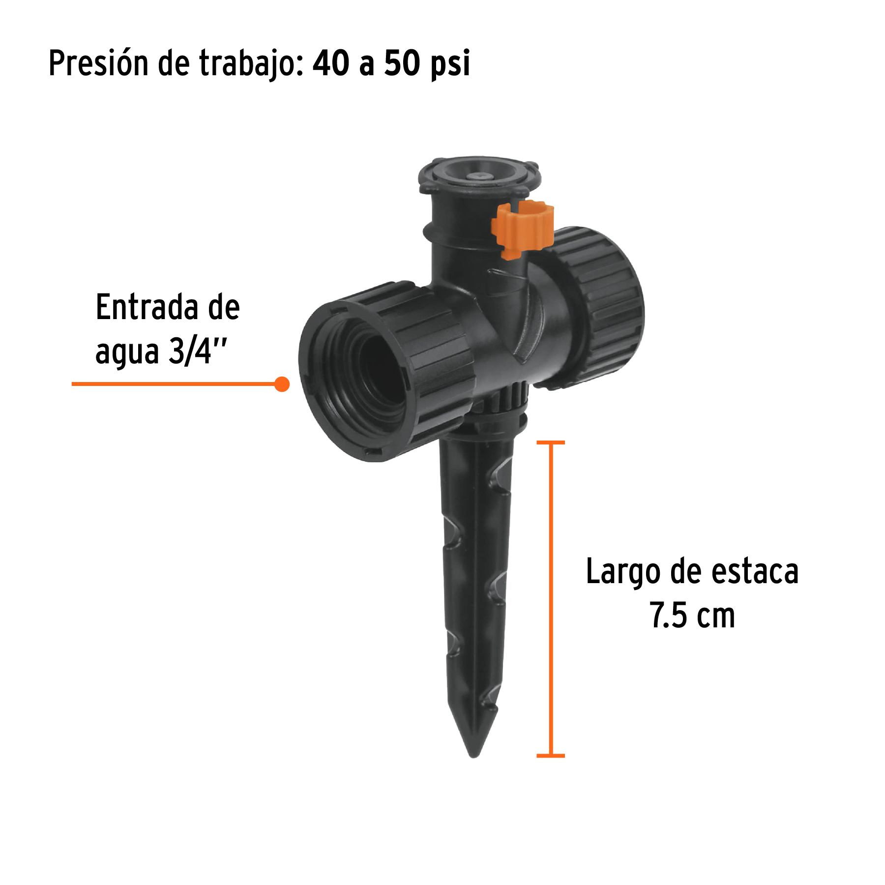 Mini aspersor plástico, dos vías, irrigación 360°, TRUPER - Imagen 4