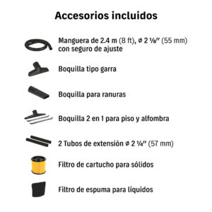 Aspiradora de sólidos y líquidos, 16 gal, acero inox, TRUPER - Imagen 3