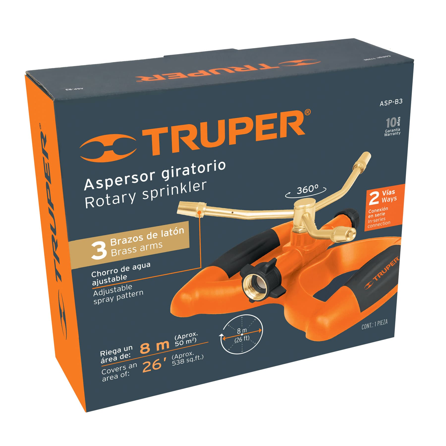 Aspersor metálico de 3 brazos con base plástica, TRUPER - Imagen 6