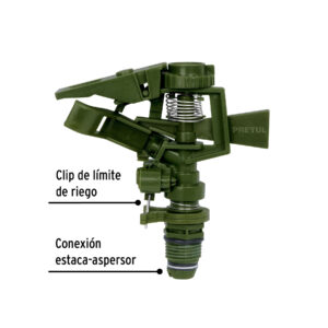 Aspersor plástico, cabeza sola, verde, PRETUL - Imagen 3